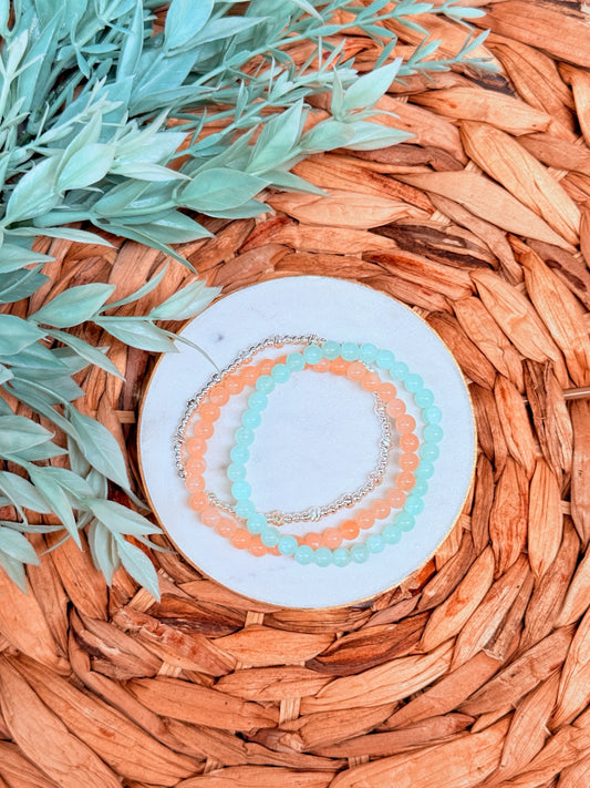 Sadie Bracelet | Peach Beaded Stretch Bracelet