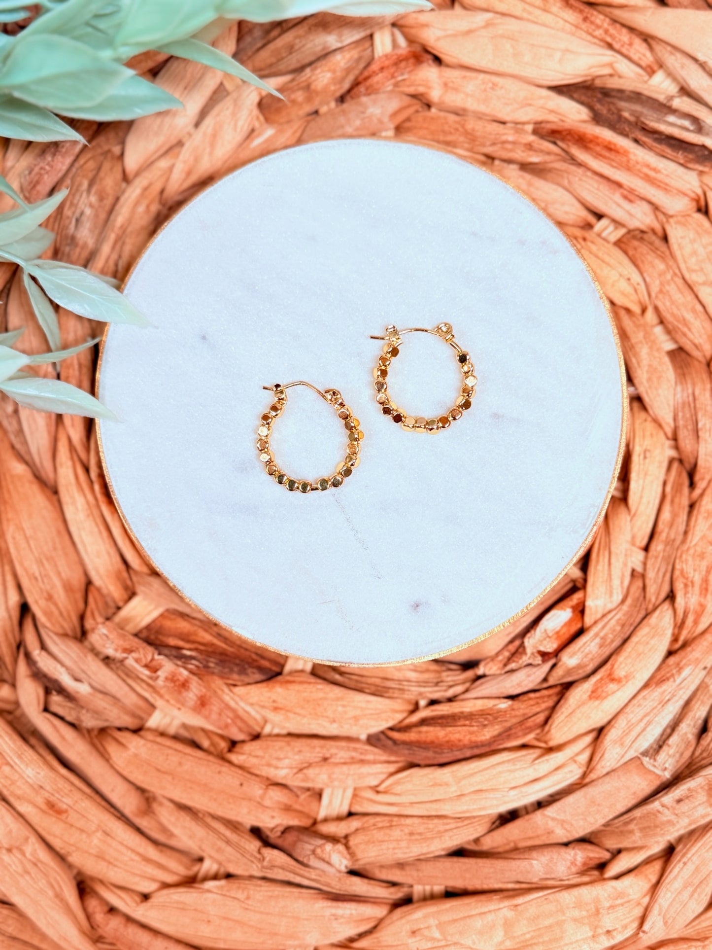 Lane Hoops | Gold Beaded Hoop Earrings