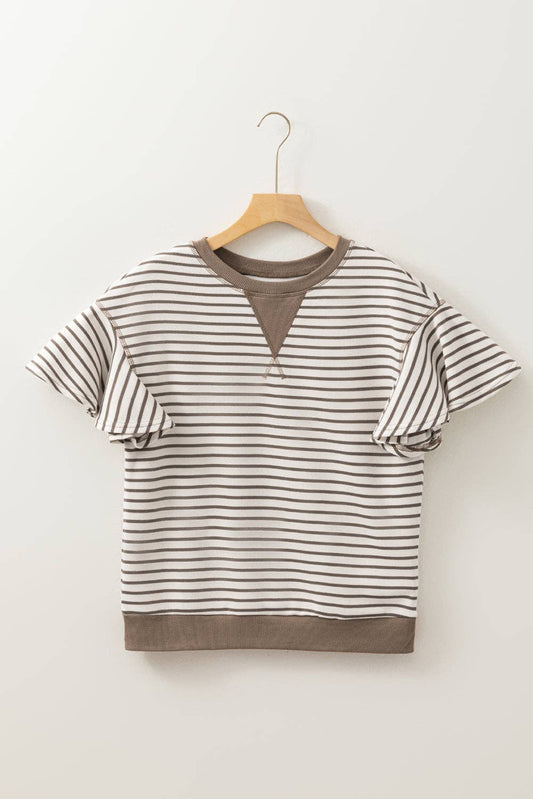 Boardwalk Beauty Striped Ruffle Sleeve Top