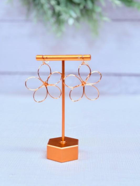 Avery Hoops | Gold Wire Flower Statement Earrings