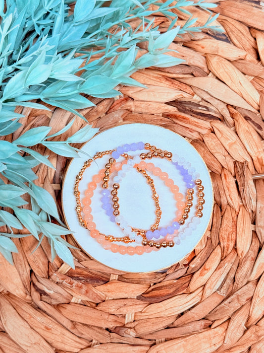 Lila Bracelet | Lavender Beaded Stretch Bracele