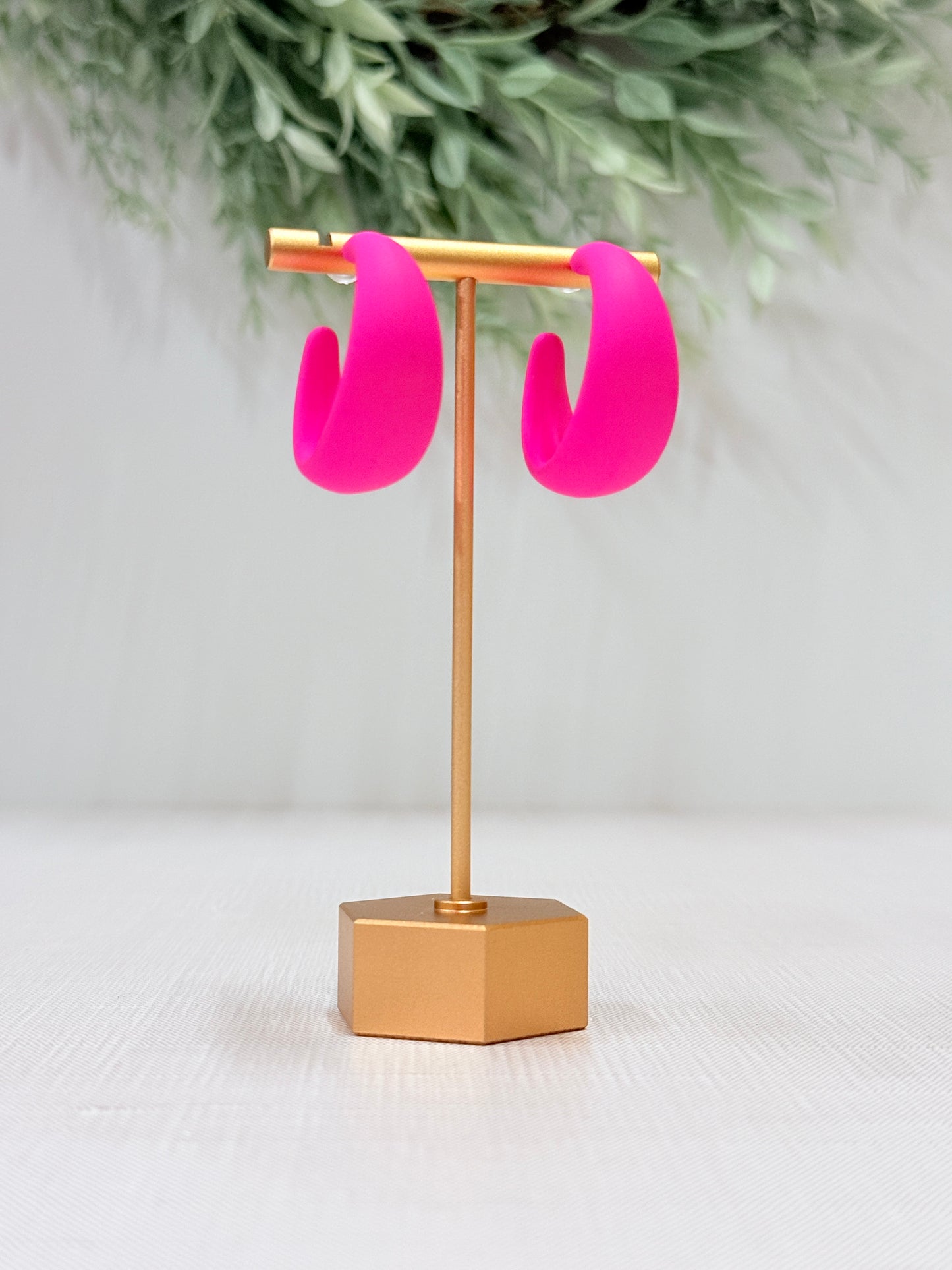 Mila Hot Pink Hoop Earrings