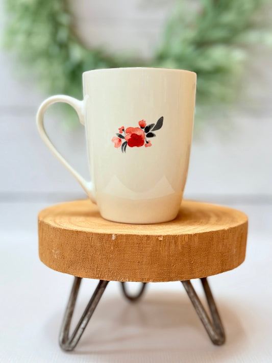 Be Strong & Courageous floral Christian coffee mug Joshua 1:9