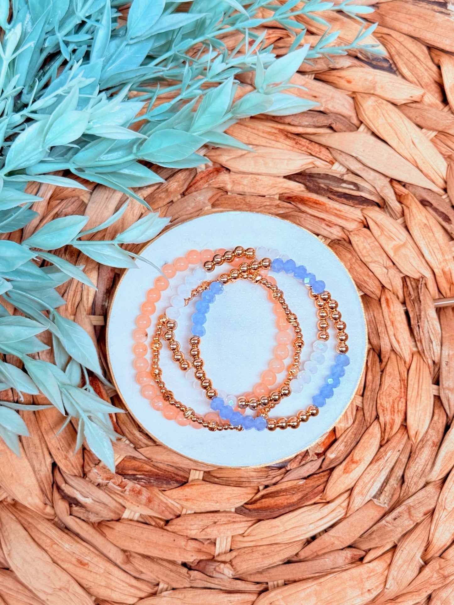 Hadley Bracelet | Light Blue Beaded Stretch Bracelet