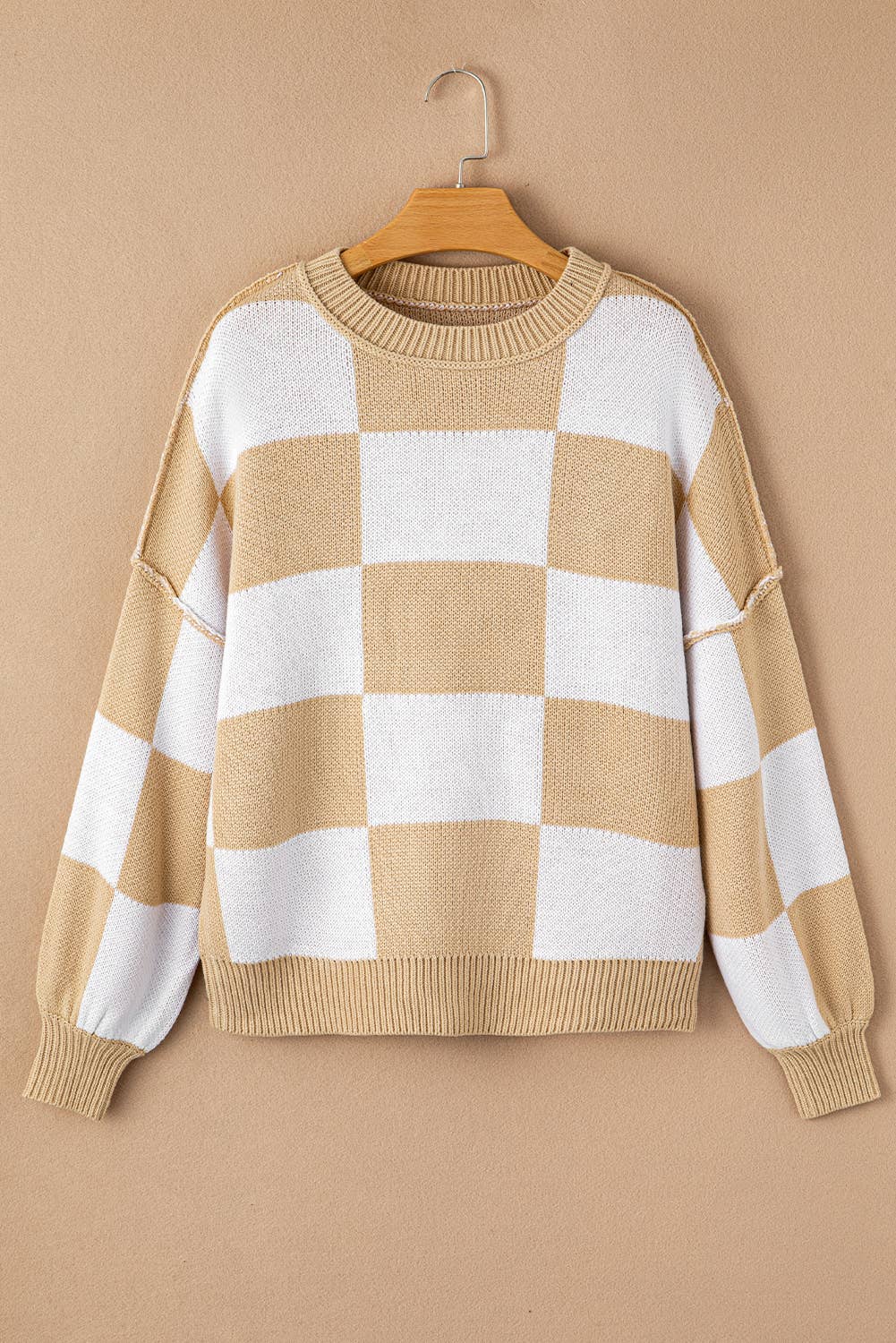 Checkered Bishop Sleeve Sweater (S-XL)