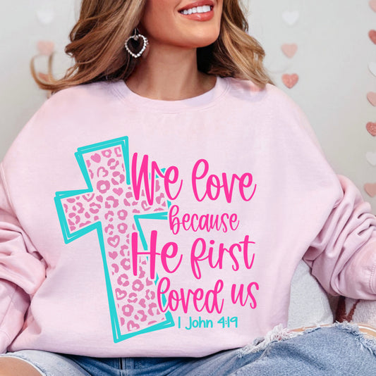 PRE•ORDER He First Loved Us Pink Leopard