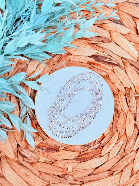 Reagan Bracelet | Silver Beaded Stretch Bracelet
