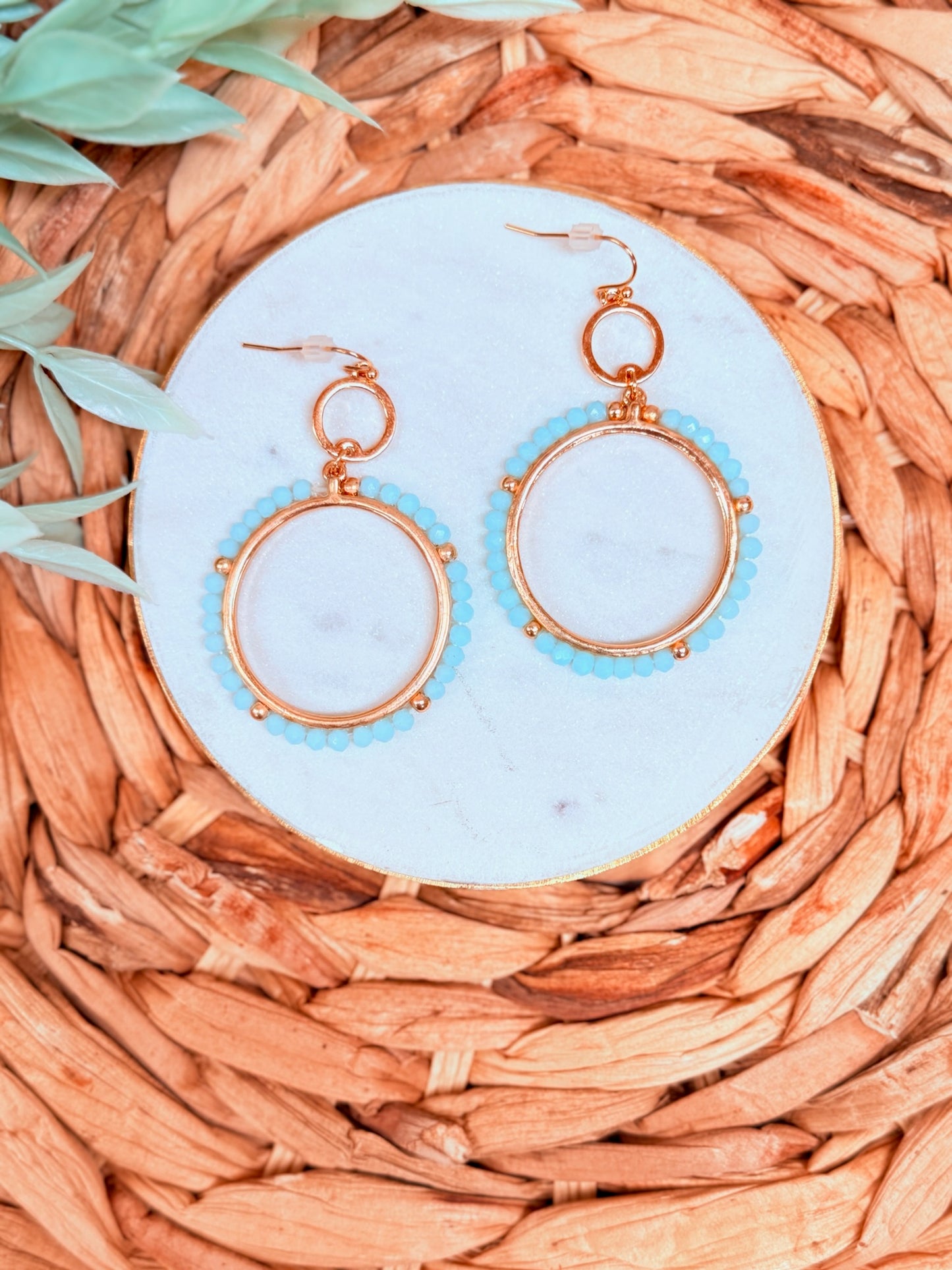 Reese Hoops | Light Blue Beaded Statement Earrings