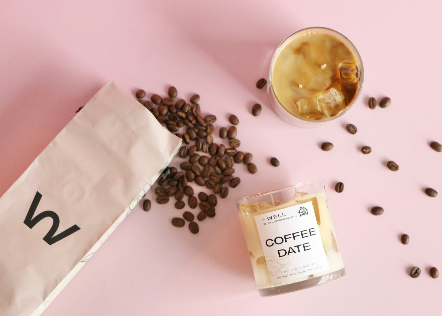 Coffee Date candle in glass jar with warm coffee-inspired scent