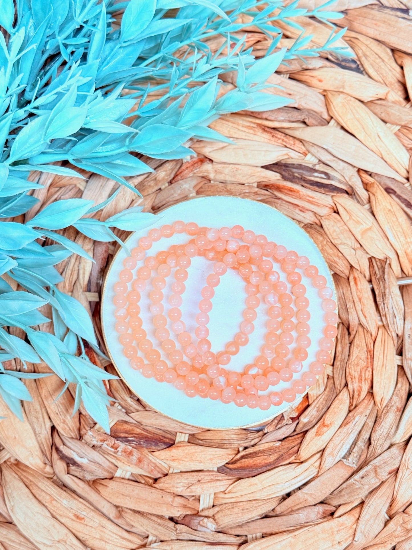 Sadie Bracelet | Peach Beaded Stretch Bracelet