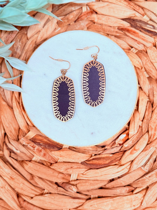 Blake Drops | Black & Gold Filigree Statement Earrings