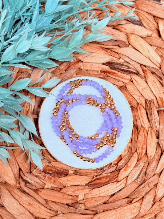 Lila Bracelet | Lavender Beaded Stretch Bracele