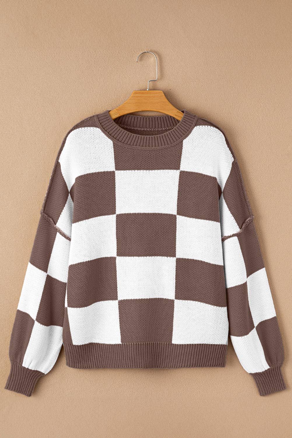Checkered Bishop Sleeve Sweater (S-XL)
