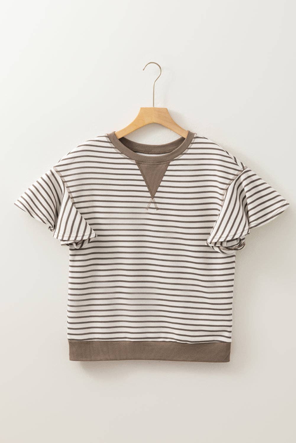 Boardwalk Beauty Striped Ruffle Sleeve Top