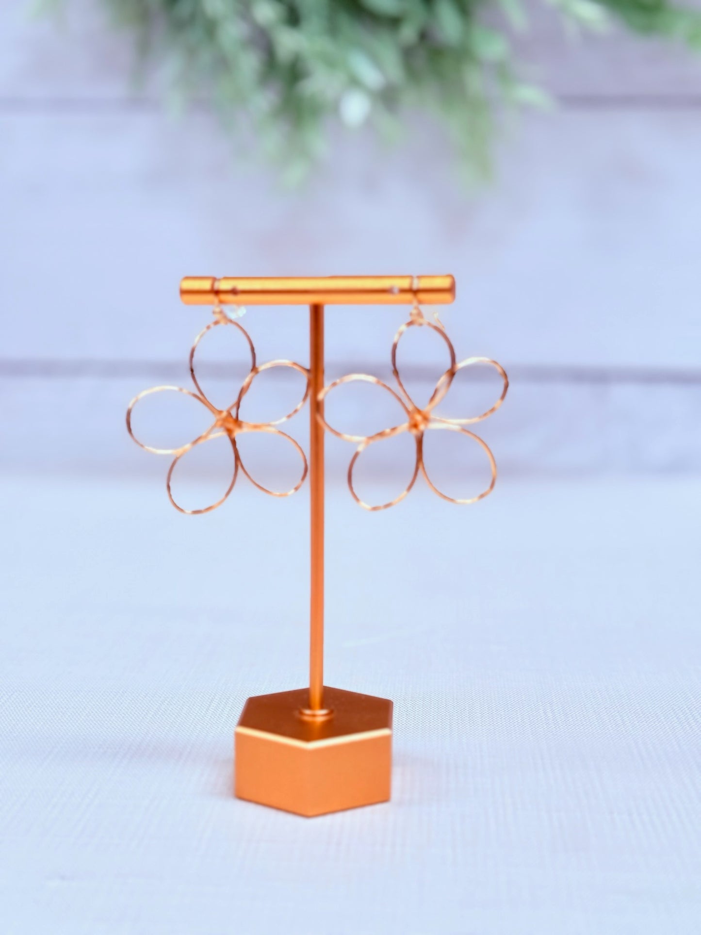 Avery Hoops | Gold Wire Flower Statement Earrings