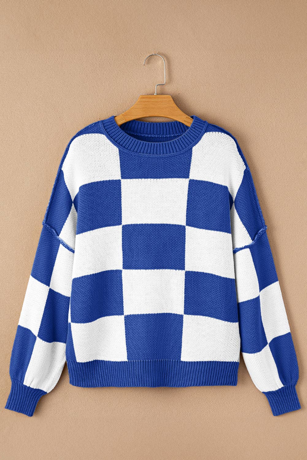 Checkered Bishop Sleeve Sweater (S-XL)