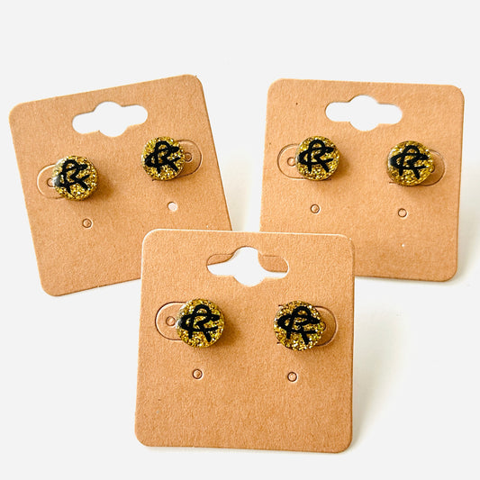 Black and Gold Glitter Button Studs • Royse City