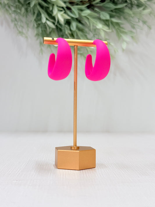 Mila Hot Pink Hoop Earrings