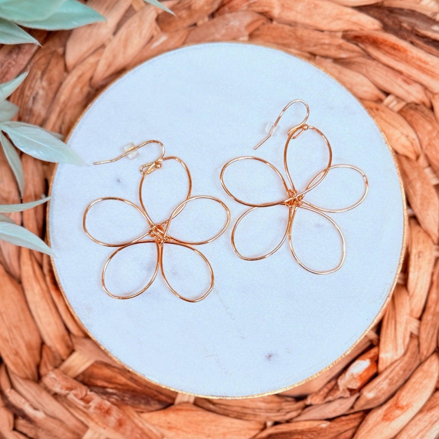 Avery Hoops | Gold Wire Flower Statement Earrings