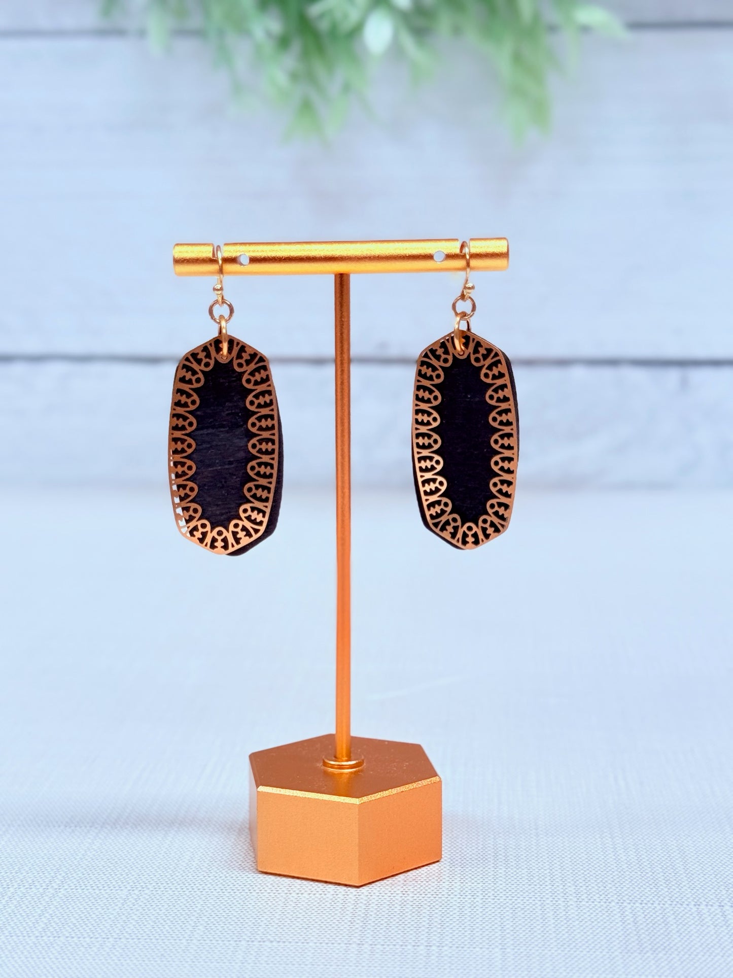 Blake Drops | Black & Gold Filigree Statement Earrings