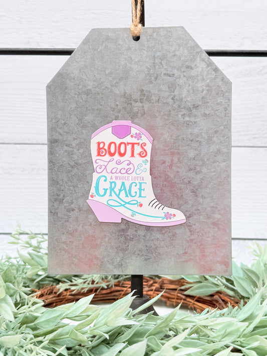 Boots Lace and Grace western faith refrigerator magnet
