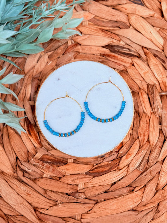Quinn Hoops | Turquoise Beaded Hoop Earrings