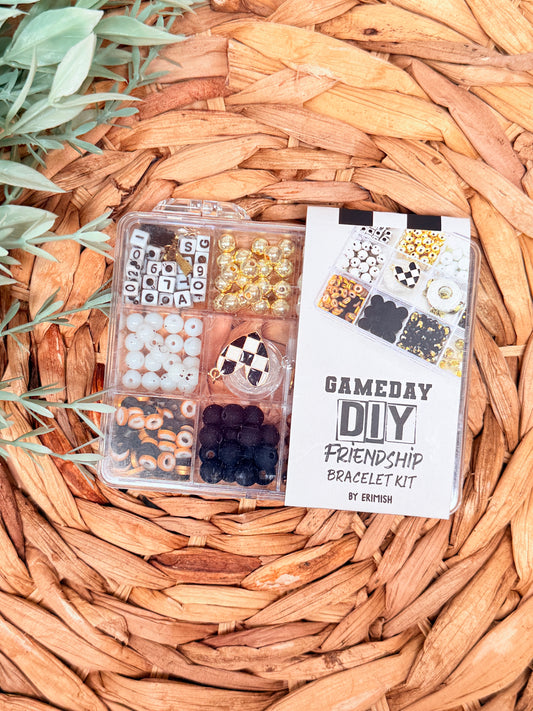 Ermish gameday DIY friendship bracelet kit black and gold bead jewelry kit