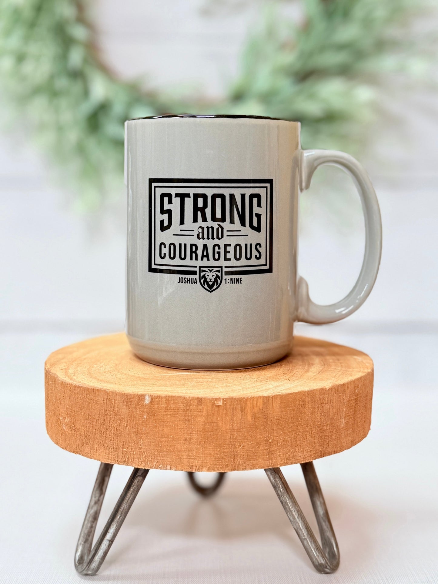 Strong & Courageous Dad Gray Coffee Mug