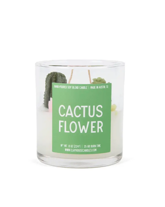 Cactus Flower candle in glass jar with floral and warm wood scent