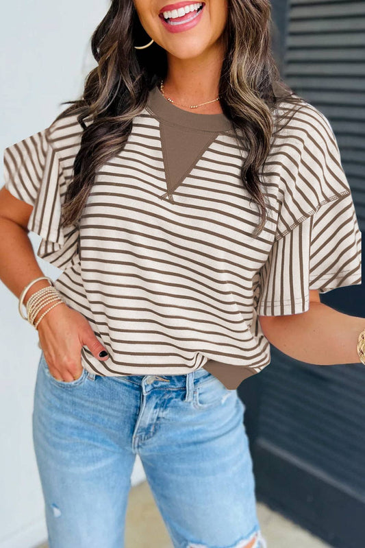 Boardwalk Beauty Striped Ruffle Sleeve Top