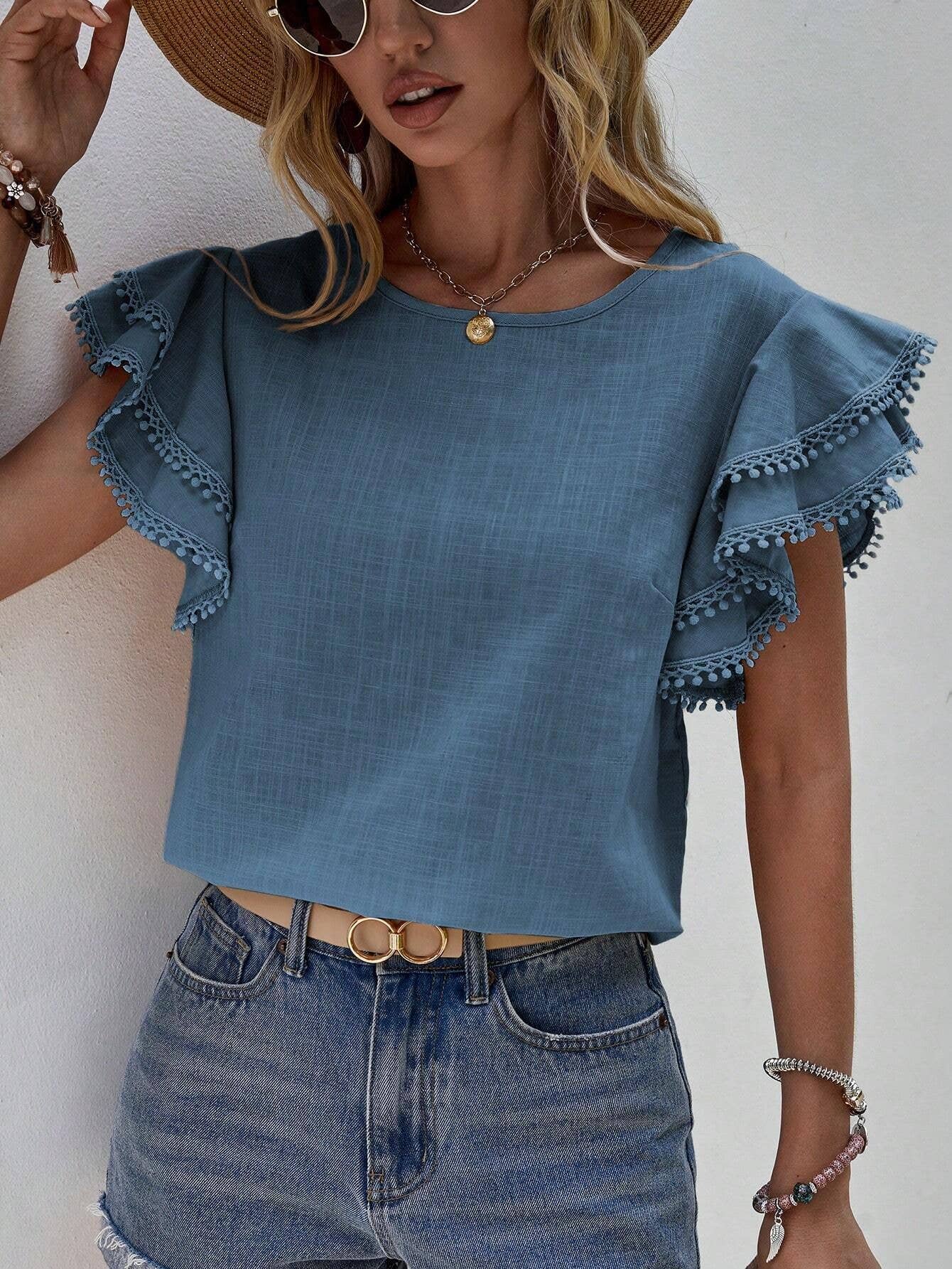 Summer Melody Ruffle Sleeve Top