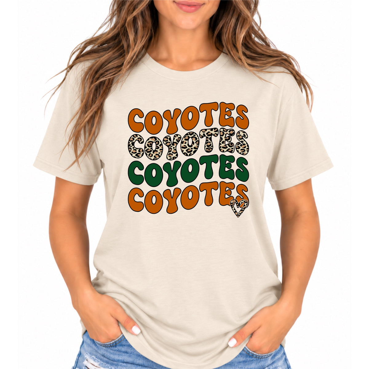 Off-white Gildan Softstyle Carter Coyotes retro repeated lettering tee