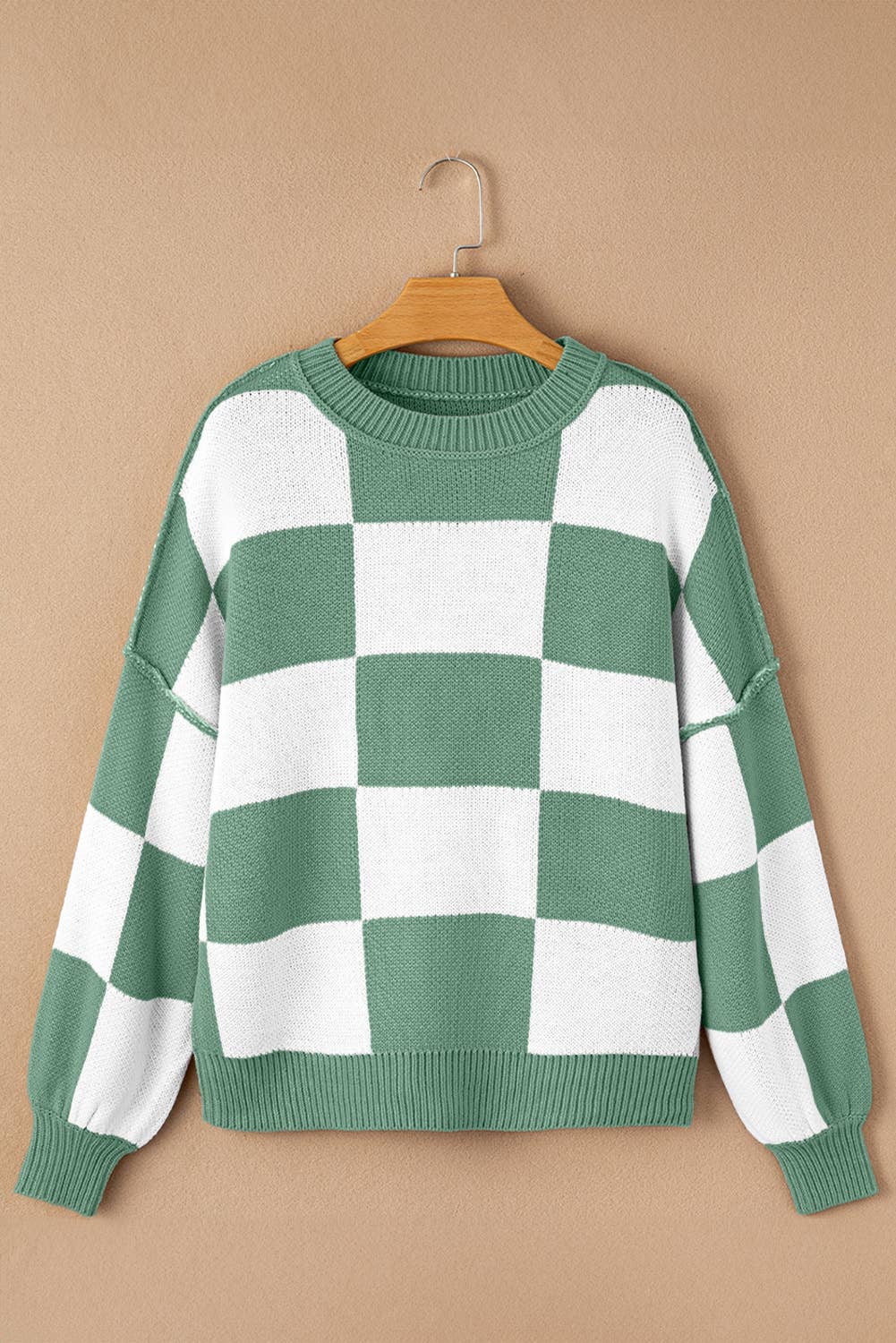 Checkered Bishop Sleeve Sweater (S-XL)