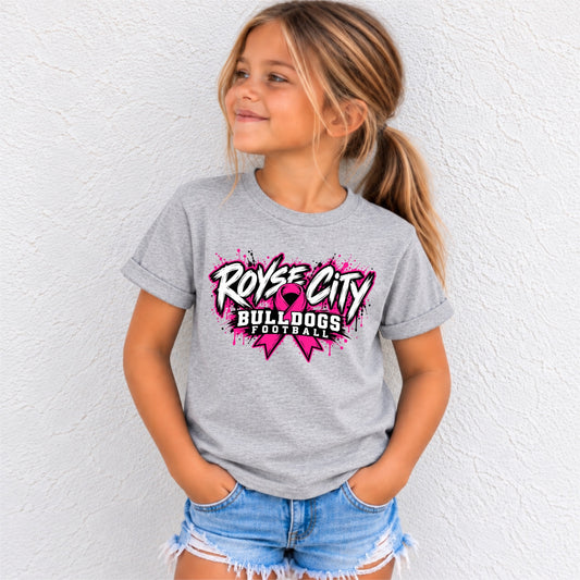 RCYSDL Pink Out Bulldogs Football tee youth mockup in Gildan Sport Grey